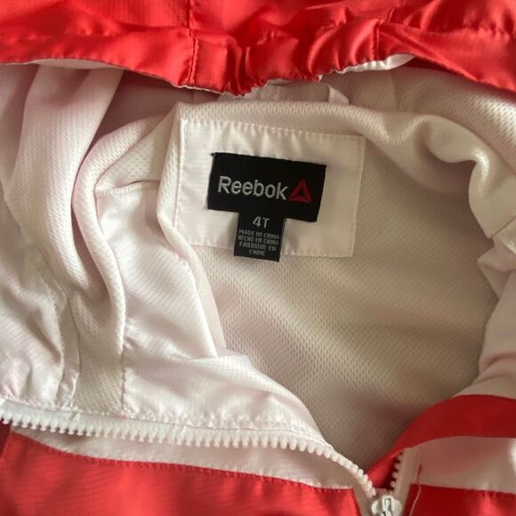 Reebok Hooded Warm Up Track Jacket Peach Multicolor Zip Up Coat Toddler Size 4T - Picture 5 of 11